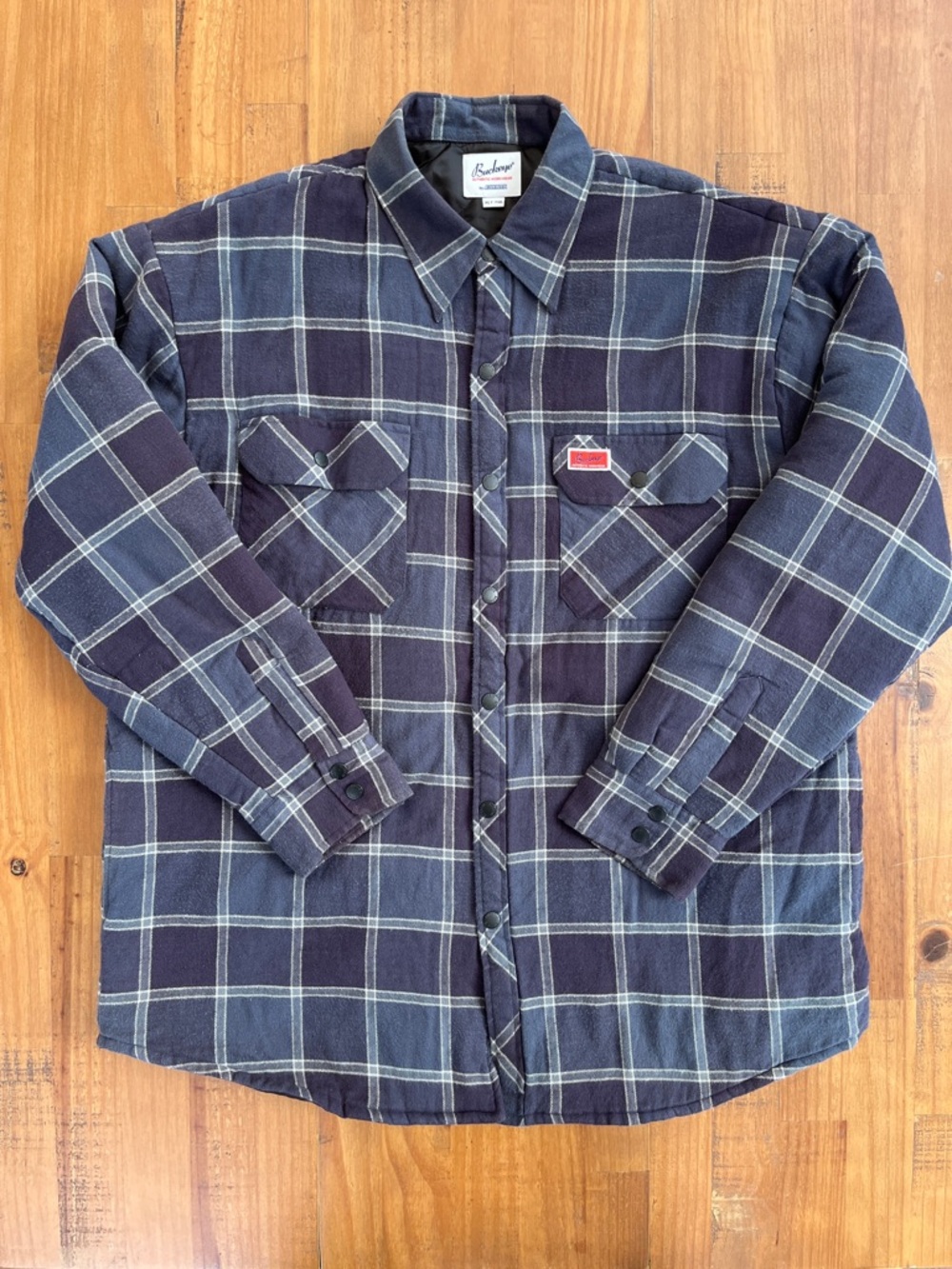 Dickies “Buckeye” Navy & Light Gray Plaid Workshirt with Snap Pocket